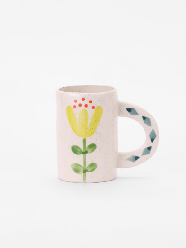 Hand-painted Ceramic Mug, Complete Green Flower