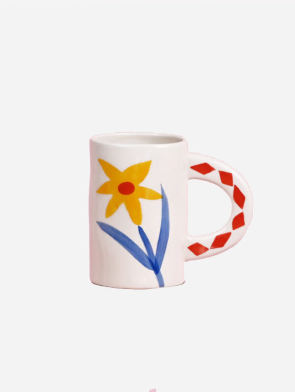 Hand-painted Ceramic Mug, Yellow Blue Flower