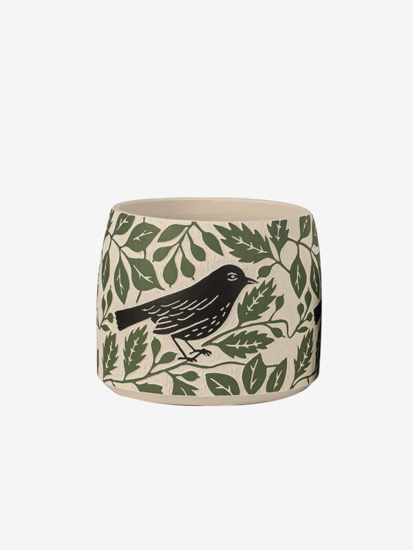 Folk Art Bird Ceramic Planter