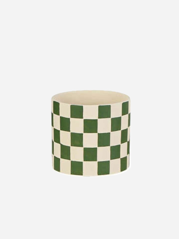 Checkered Ceramic Planter - Green