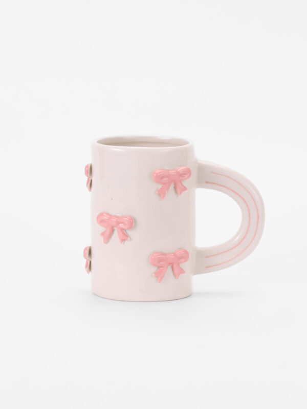 Hand-painted Ceramic Mug, Pink Ribbons