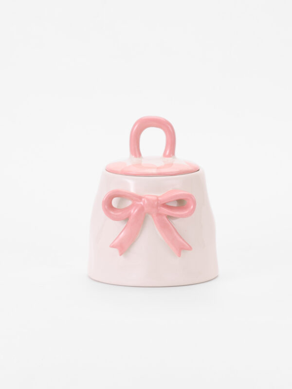 Hand-painted Ceramic Canister, Pink Ribbon