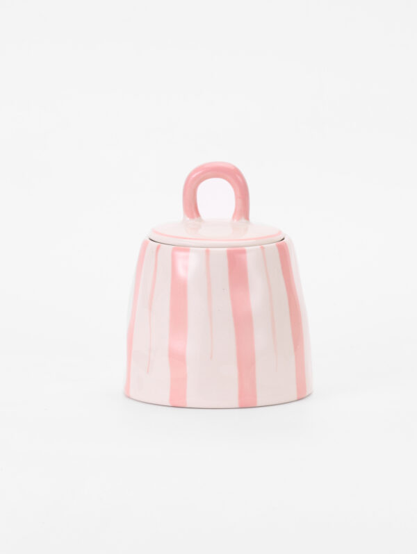 Hand-painted Ceramic Canister, Pink Strip