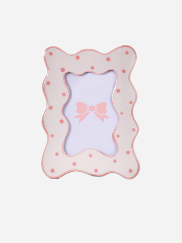 Hand-painted Ceramic Photo Frame, Pink Dots