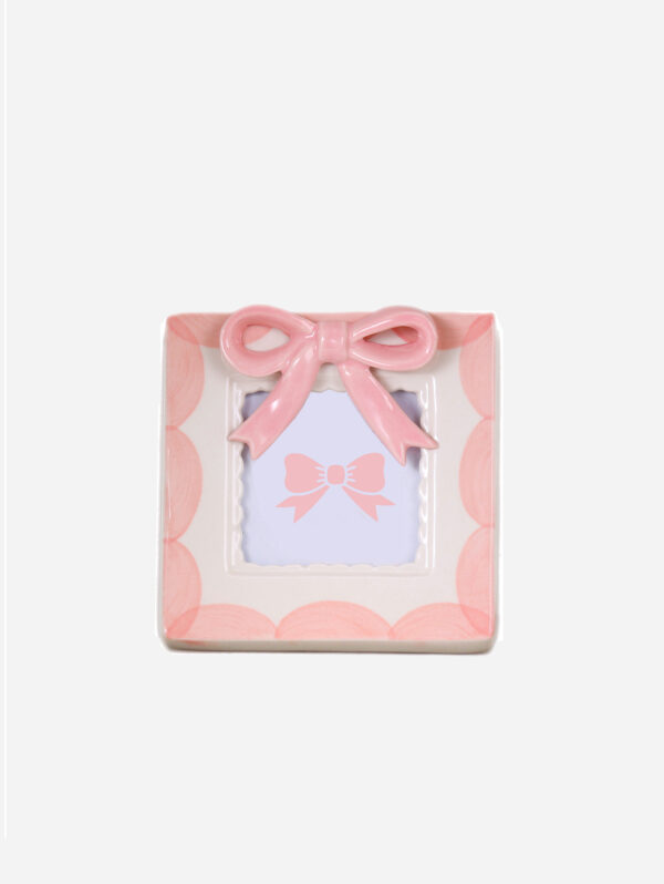 Hand-painted Ceramic Photo Frame, Pink Ribbon