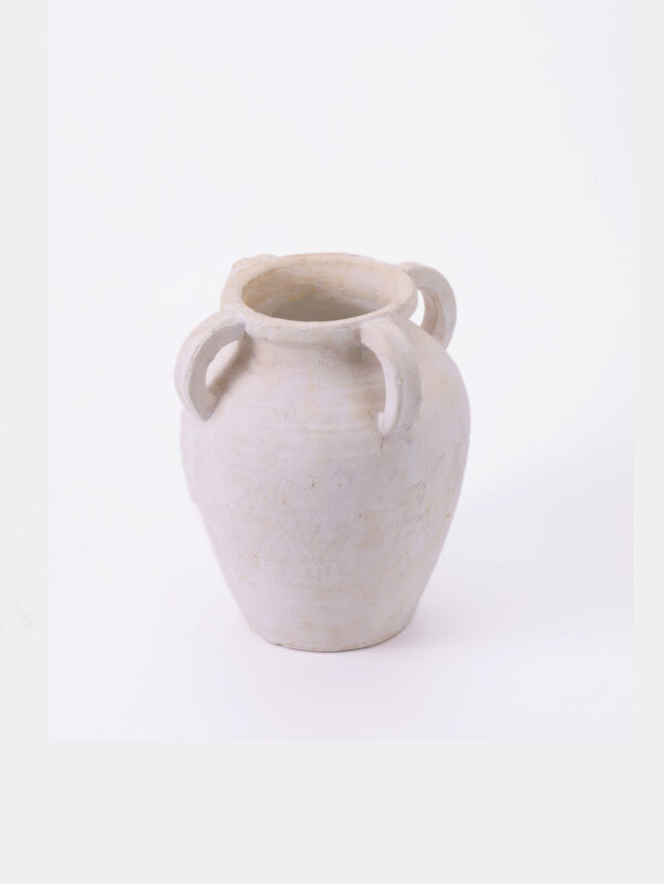 White Terracotta Vase with Handles