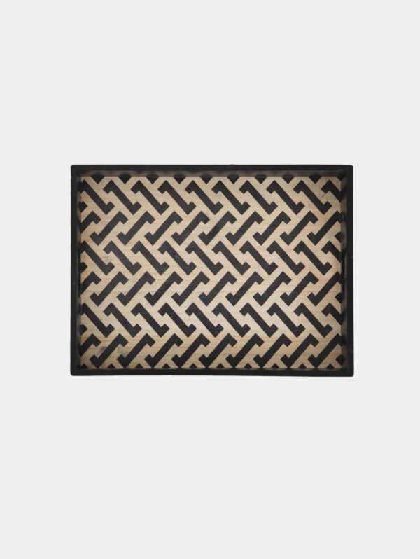 Geometric Pattern Decorative Tray - Black