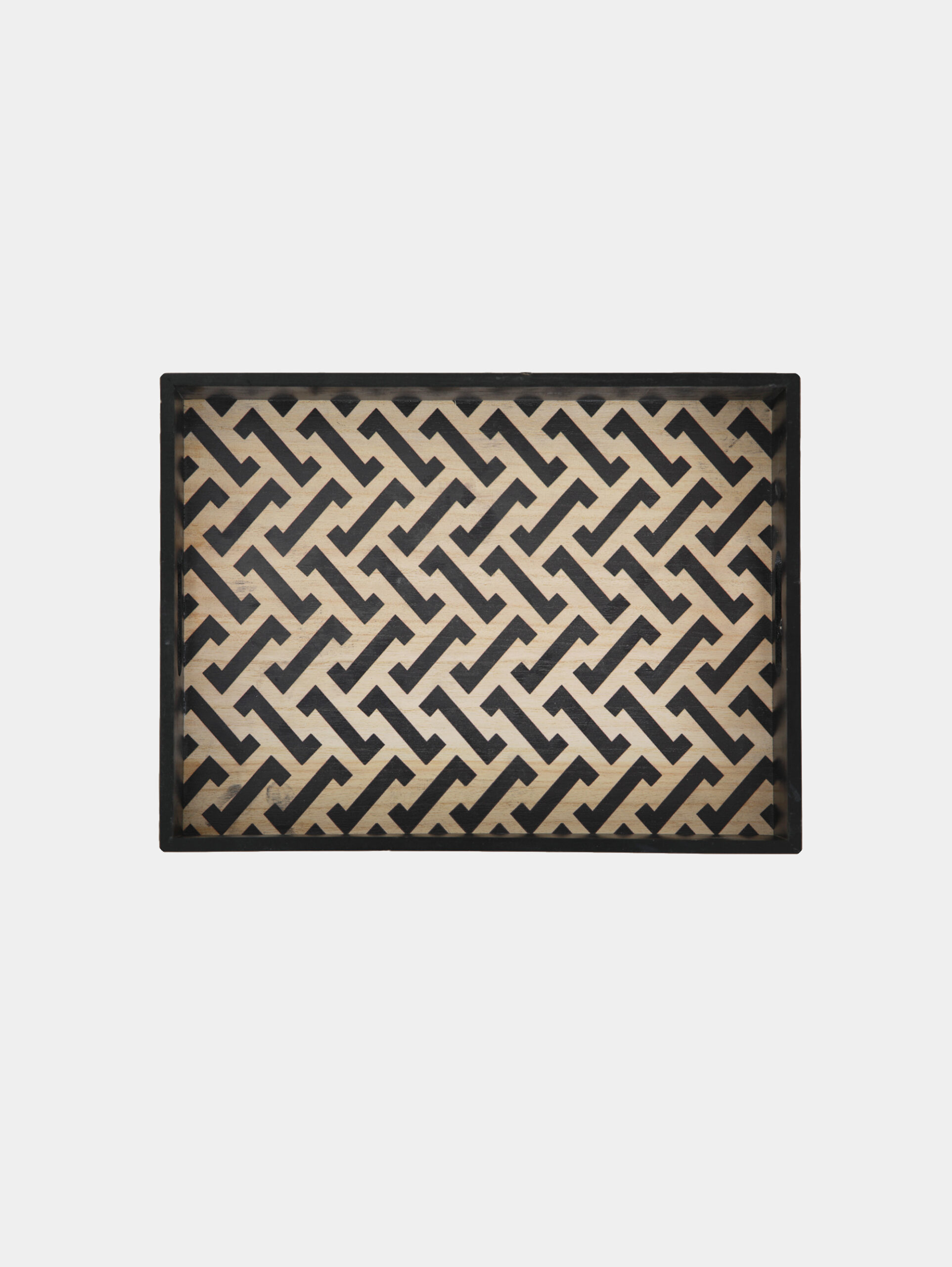 Geometric Pattern Decorative Tray – Black