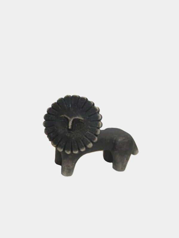 Vintage-Style Black Clay Lion Figurine