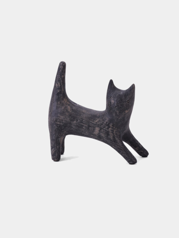 Cat Sculpture - Distressed Black