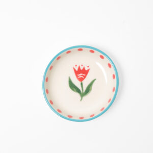 Hand-painted Plate - Red Flower - 3.1"